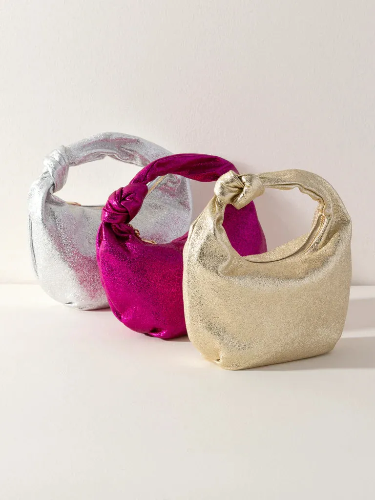 Shiraleah Chrissy Knotted Metallic Top Handle Bag