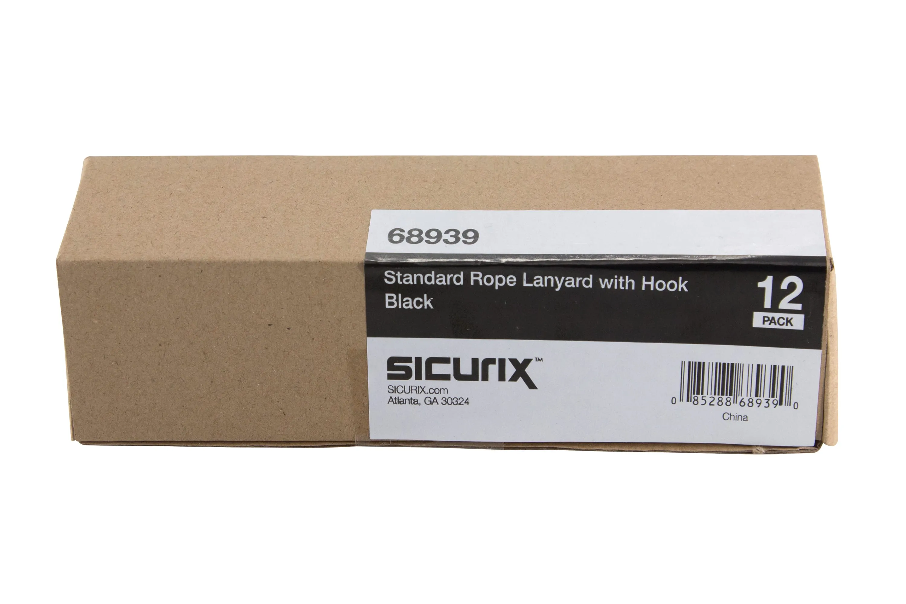 SICURIX Standard Lanyards Hook Rope Style 12 Pack BLACK (68939)