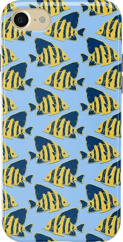 Something's Fishy | Navy Blue & Yellow Fish Print Case