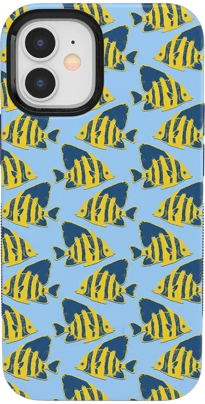 Something's Fishy | Navy Blue & Yellow Fish Print Case