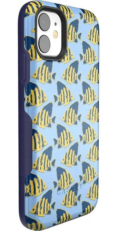 Something's Fishy | Navy Blue & Yellow Fish Print Case