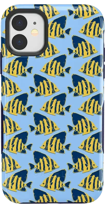 Something's Fishy | Navy Blue & Yellow Fish Print Case