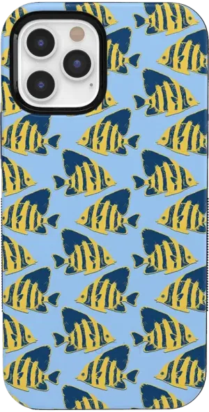 Something's Fishy | Navy Blue & Yellow Fish Print Case