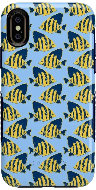 Something's Fishy | Navy Blue & Yellow Fish Print Case