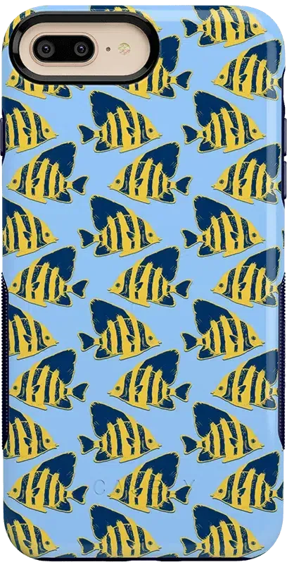 Something's Fishy | Navy Blue & Yellow Fish Print Case