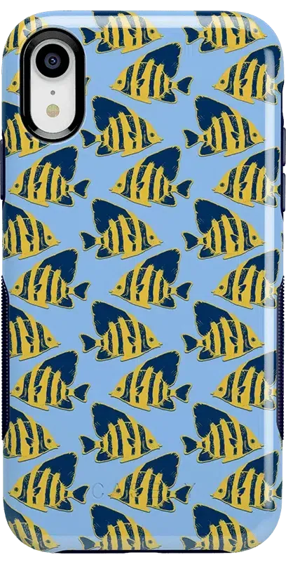 Something's Fishy | Navy Blue & Yellow Fish Print Case