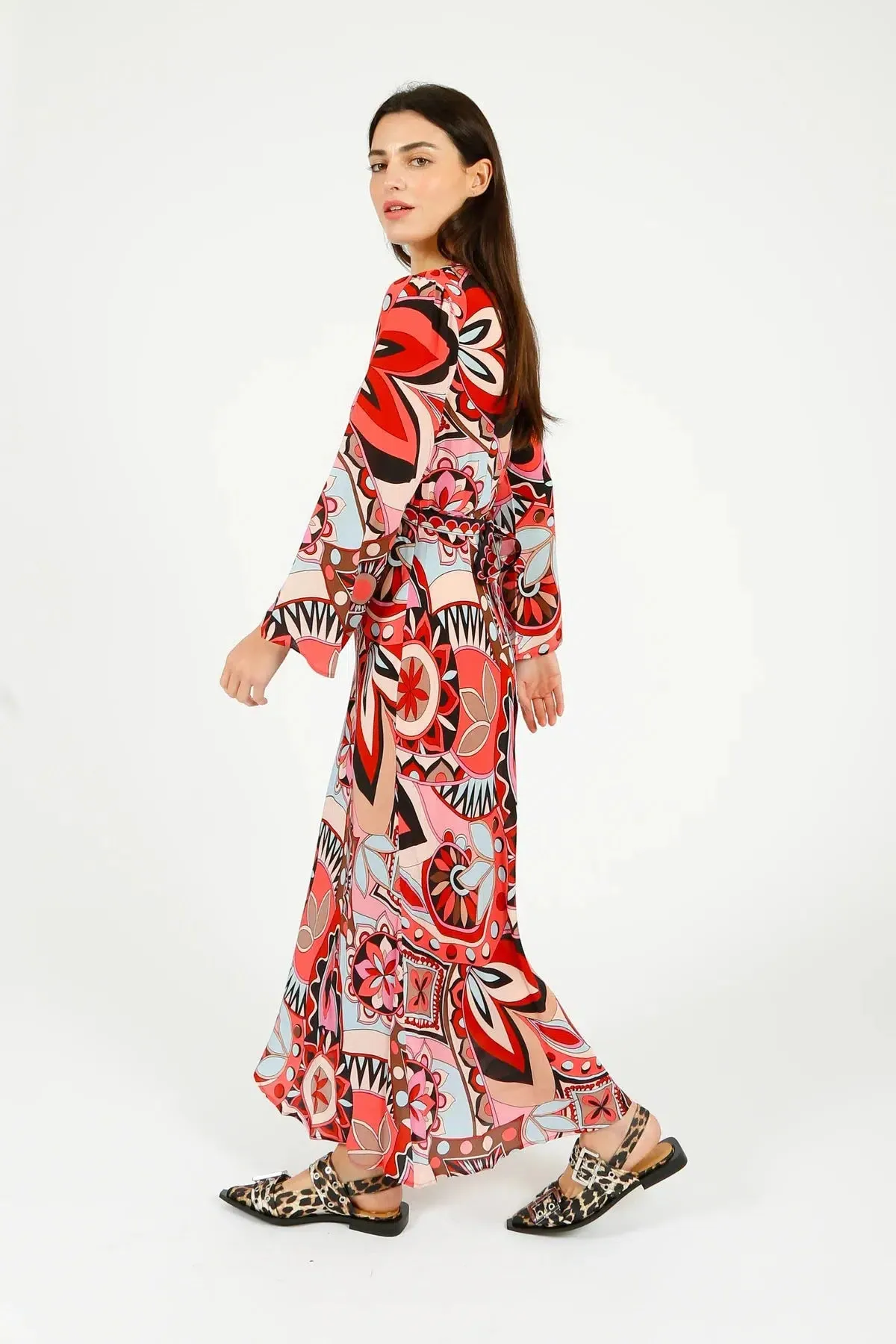 Tania Dress - 60's Swirl Red