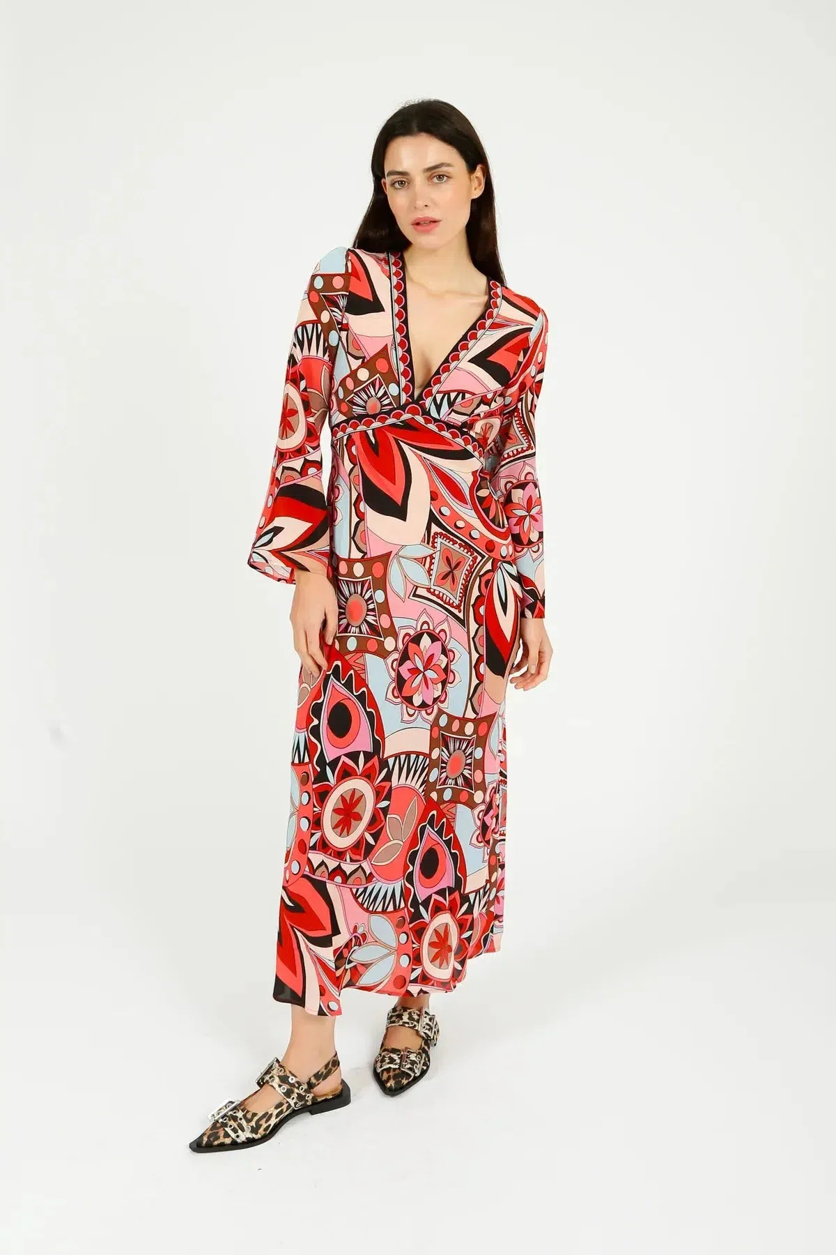 Tania Dress - 60's Swirl Red