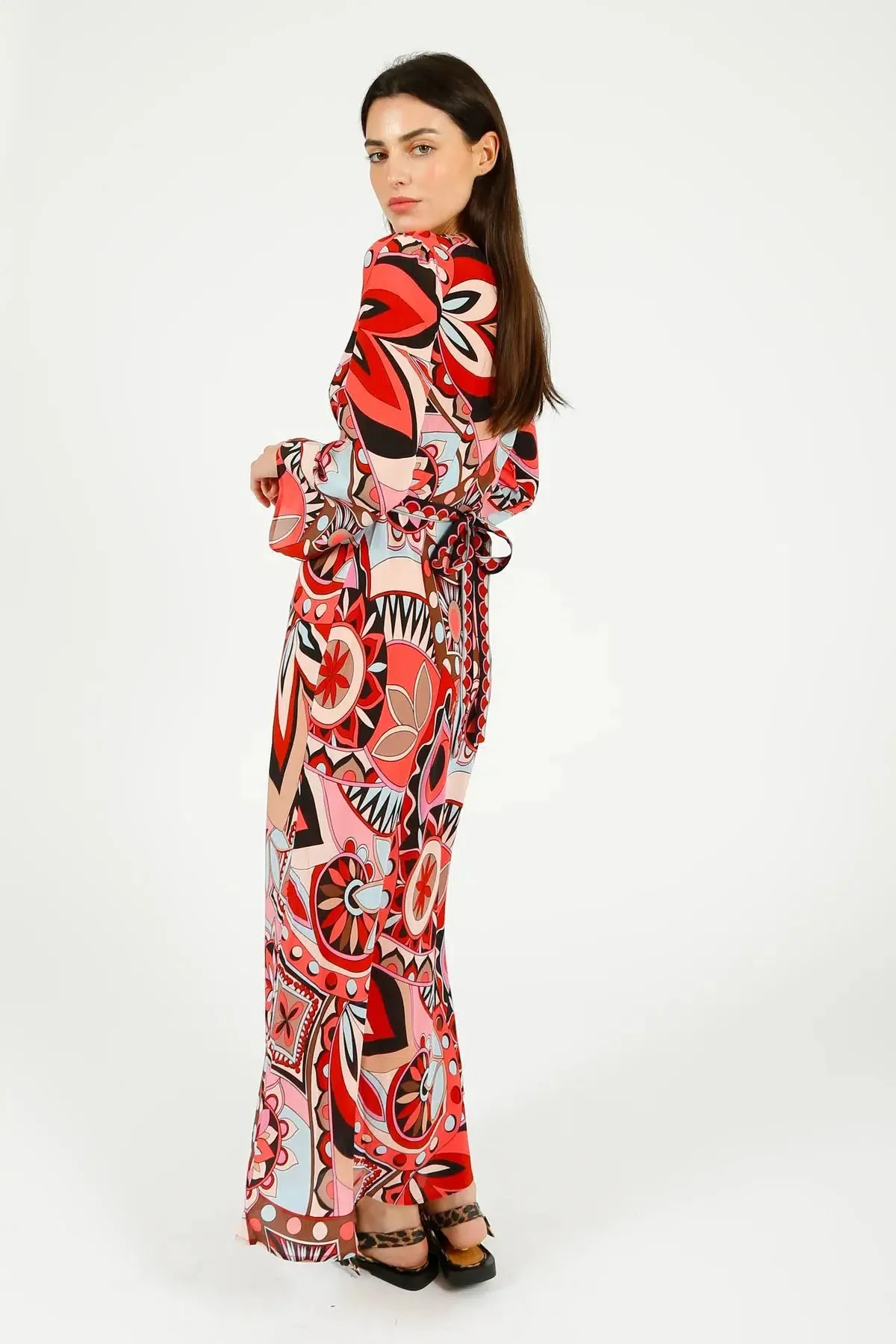 Tania Dress - 60's Swirl Red