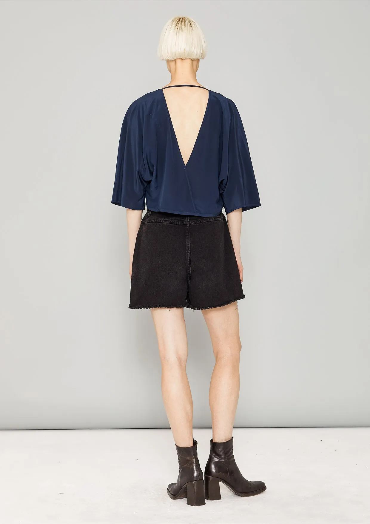 TOP DRAPING - SILK dark blue