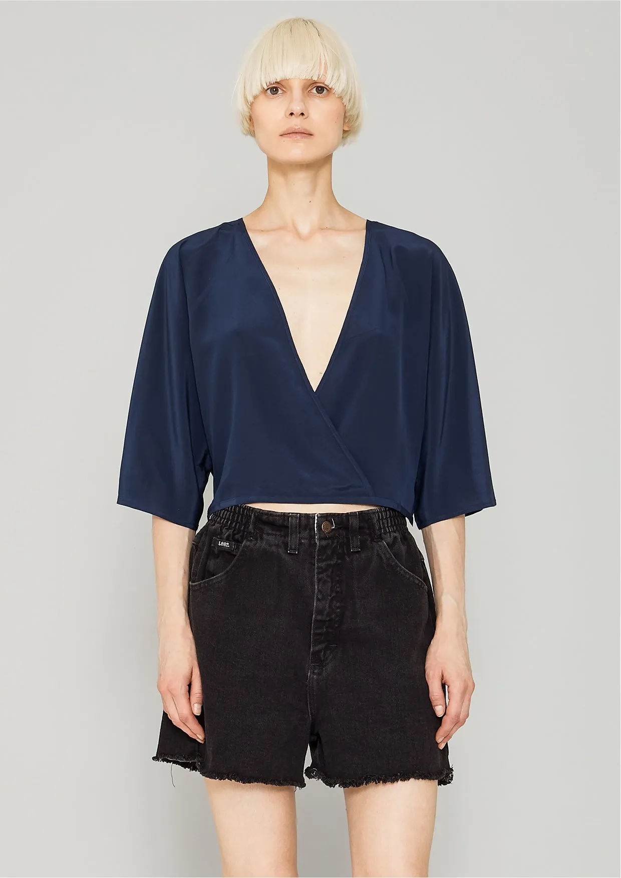 TOP DRAPING - SILK dark blue