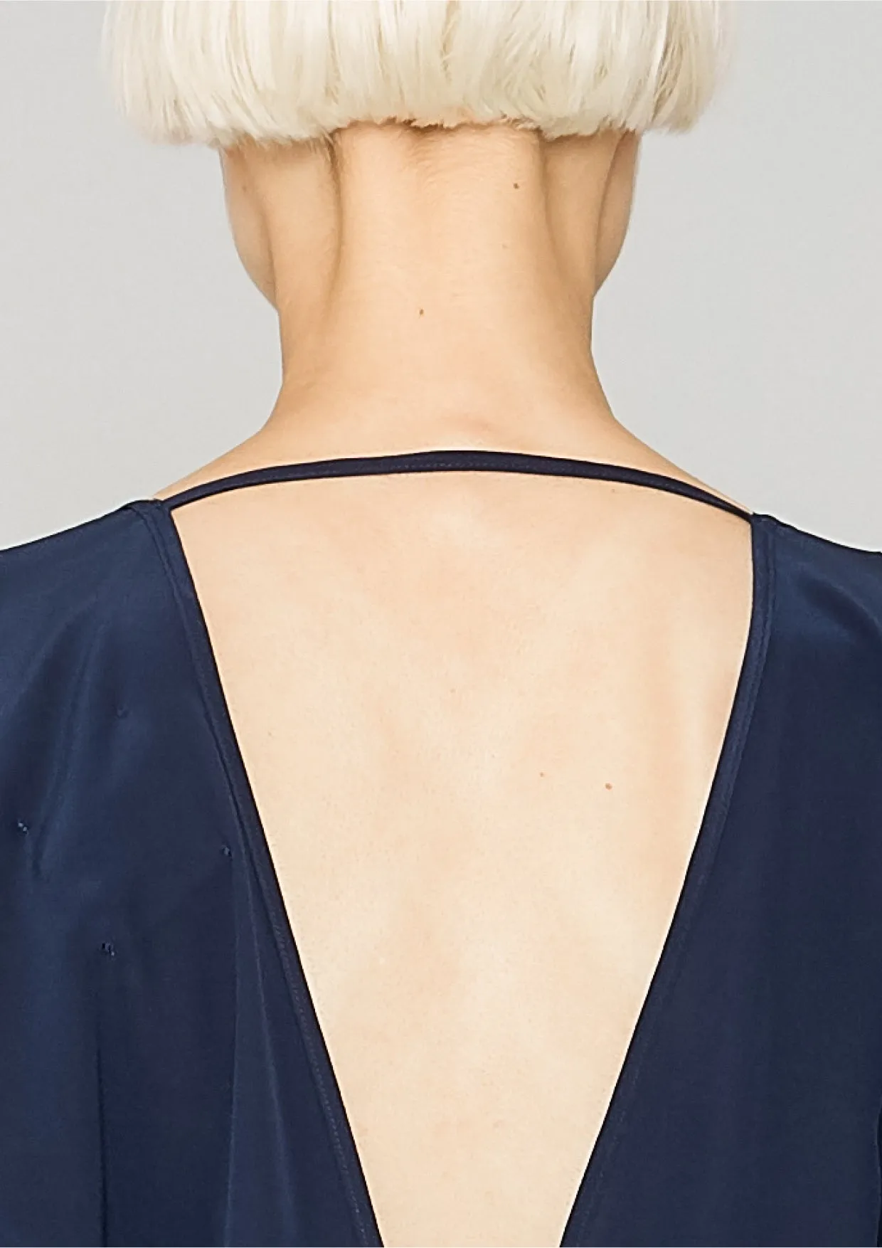 TOP DRAPING - SILK dark blue