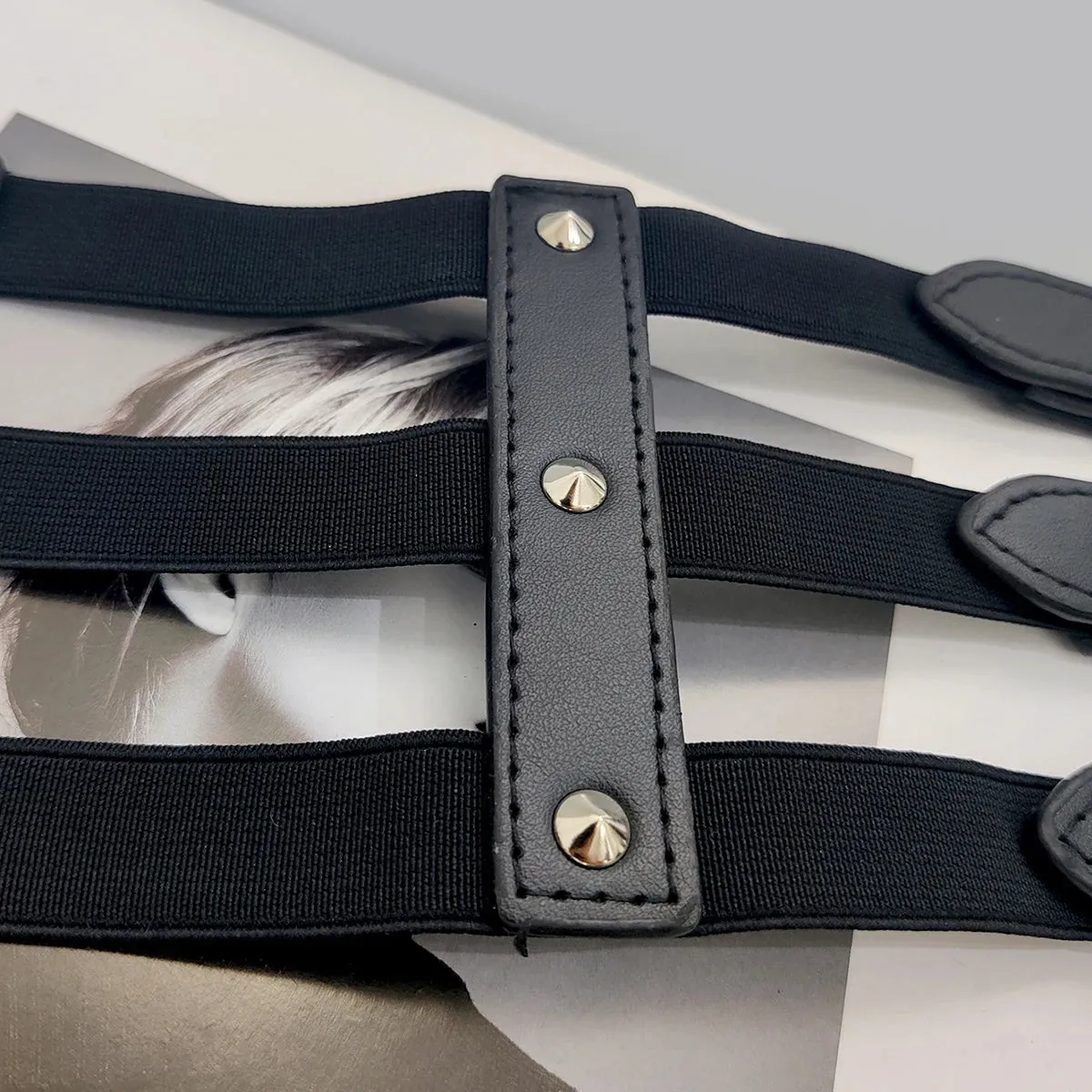 VAIGE Luxe Triple Buckle Chain Corset Belt in Black and Gold