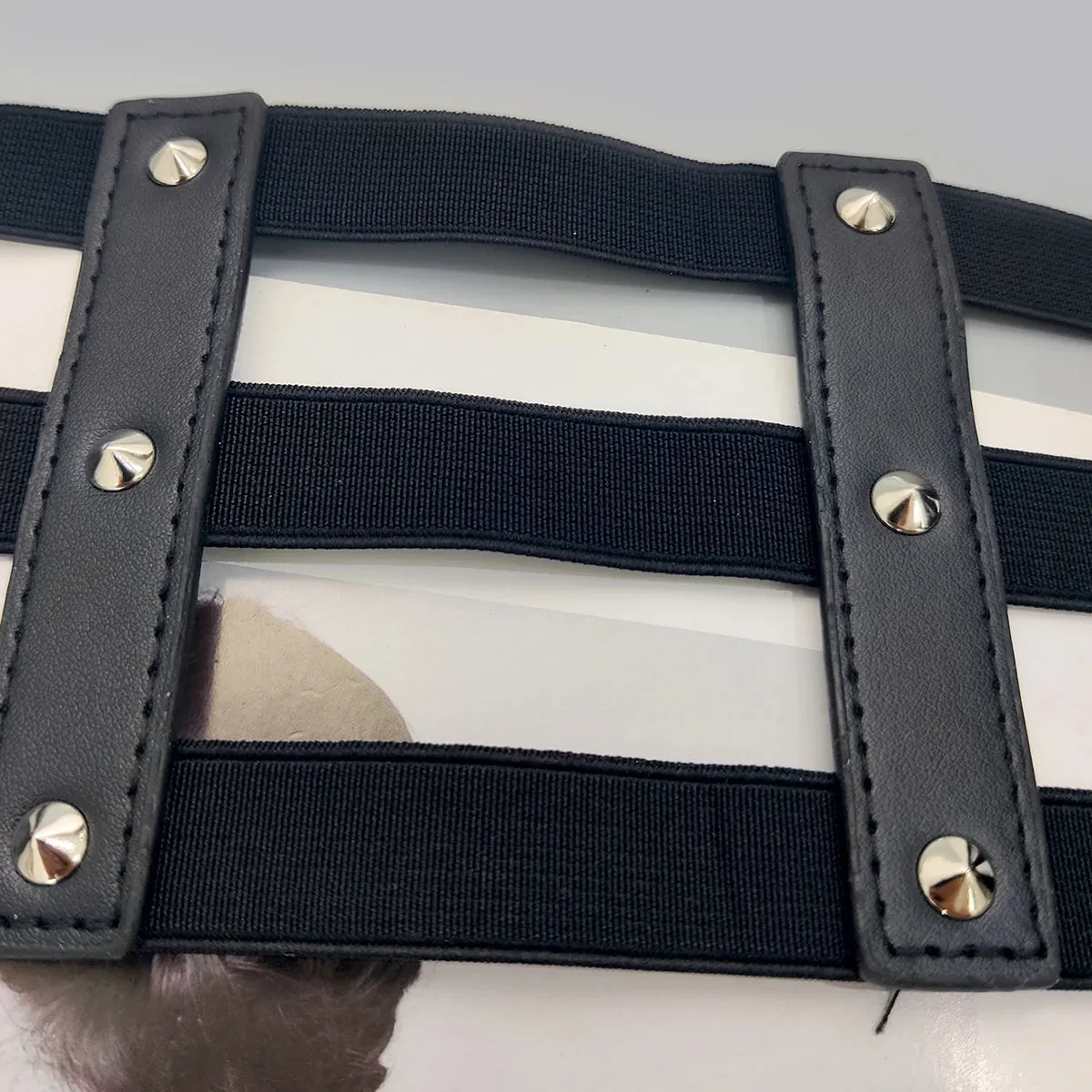 VAIGE Luxe Triple Buckle Chain Corset Belt in Black and Gold
