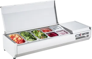 Vevor Refrigerated Condiment Prep Station 140W with Stainless Steel Body and Lid New