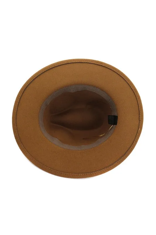 Wide Brim Fedora Hat with Buckle Detail