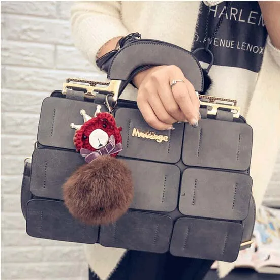 women bag suture Boston bag inclined shoulder bag women leather handbags