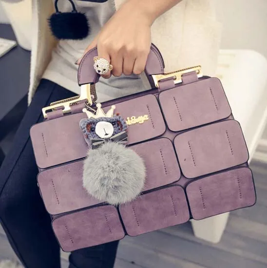women bag suture Boston bag inclined shoulder bag women leather handbags